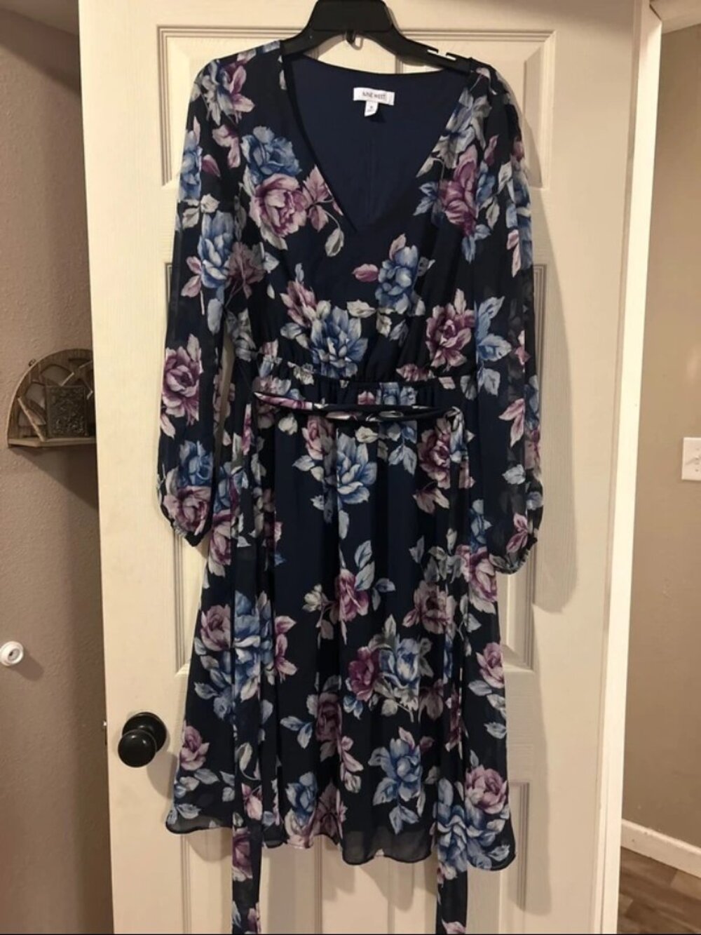 Nine West navy floral print dress